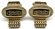Hickok Vintage Cufflinks Gold Scroll Pattern Oval Wrap Around Men's Formal Wear