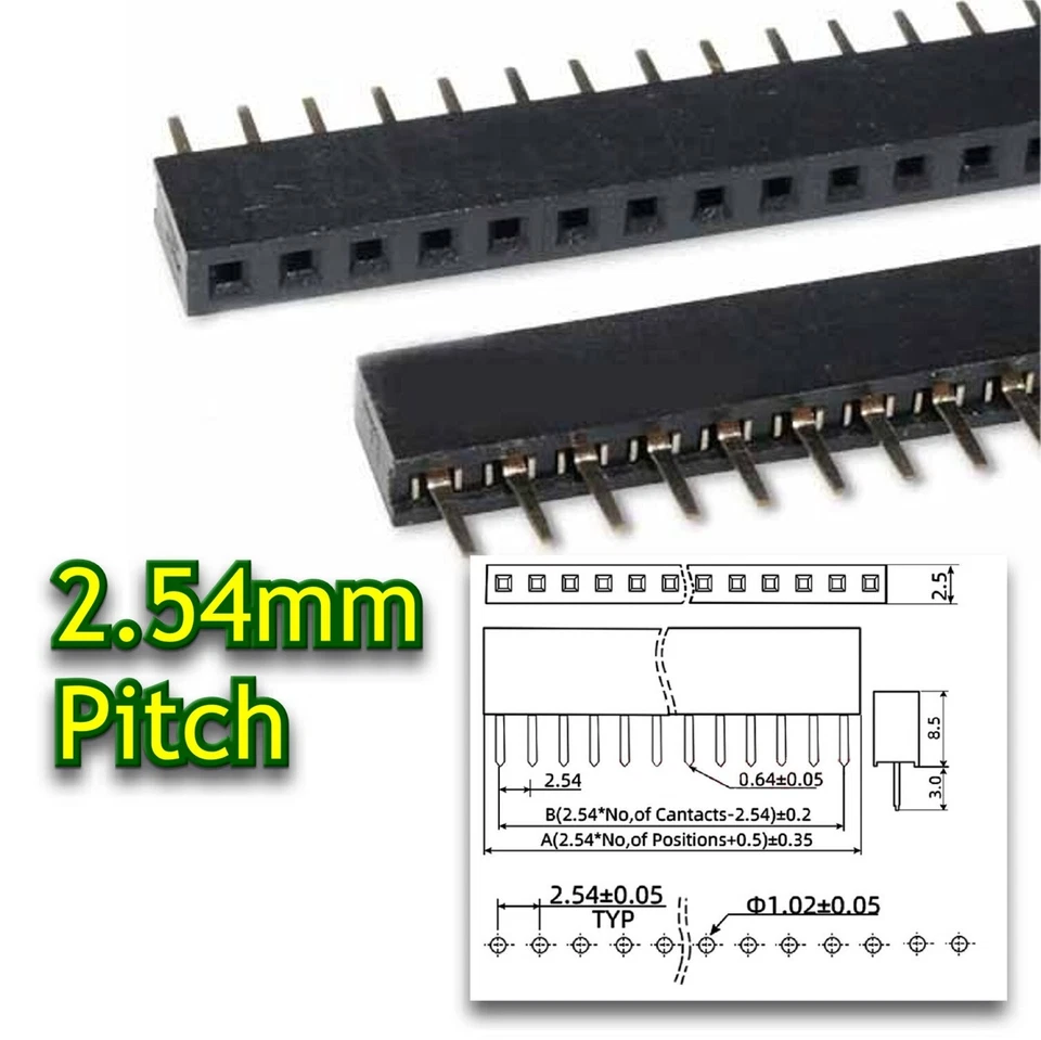 10PCS 40Pin Female 2.54mm Single Row Straight Pin Header Strip - PCB, Arduino - Image 2 of 4