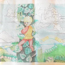 Jack and the Bean Stalk Needlepoint Amanda Lawford ? 23in x 18.5in + Wool Yarn