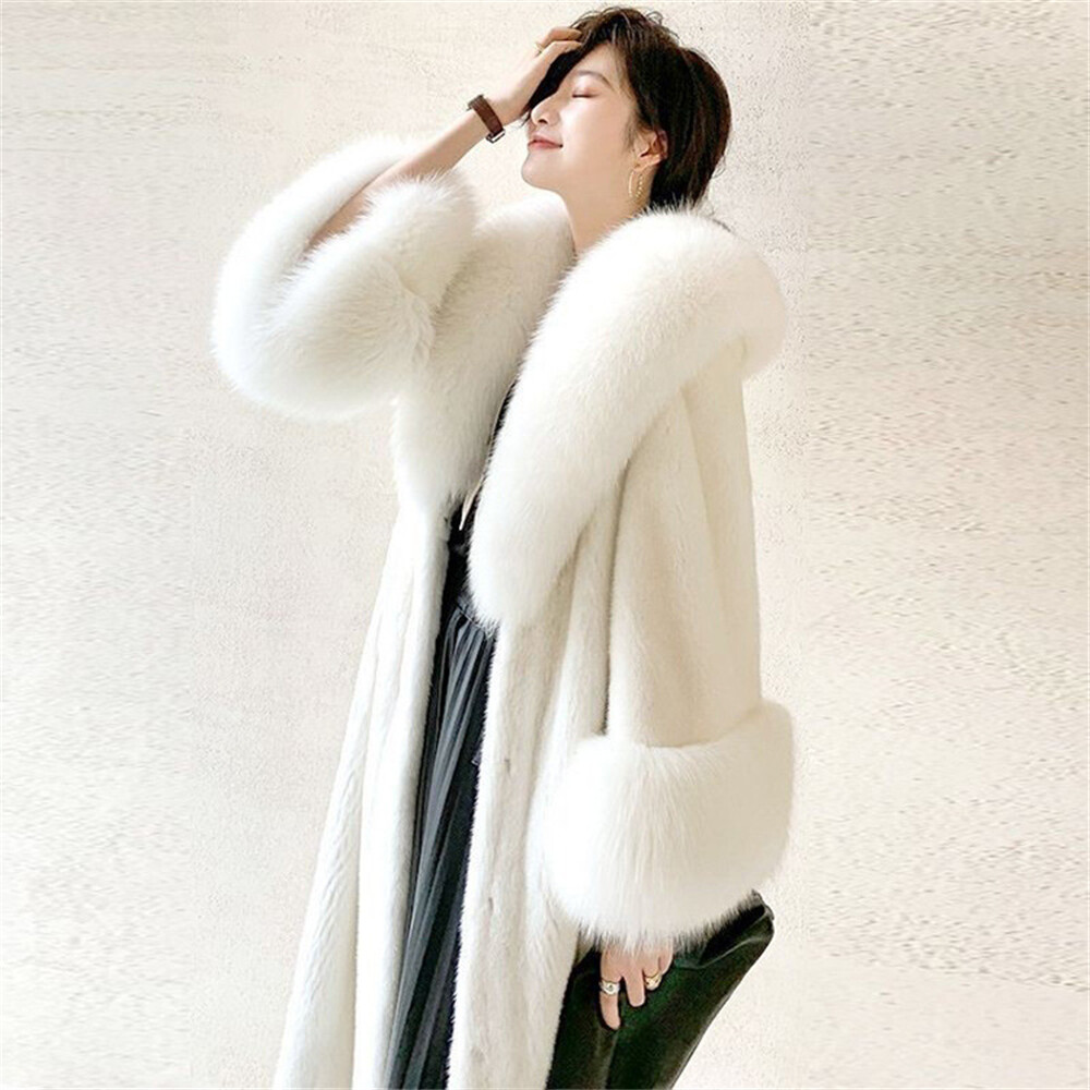 Women Winter Faux Fur Coat Medium Long Fur Coat Warm Outdoor