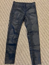Pantalones Bevy Flog Shely Para Mujer 28 AZUL MARINO Cuadros de Rejilla Cintura Elástica Elastizados Calce Ajustado