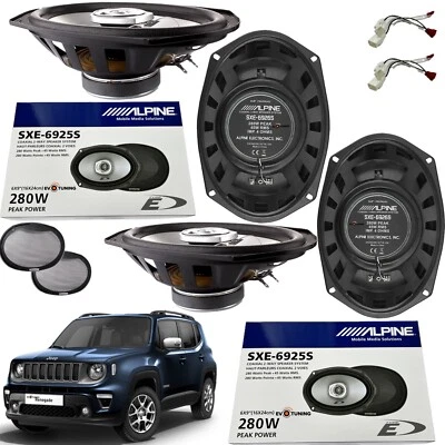 ALPINE - NO HERTZ Kit 4 Casse Altoparlanti Alpine Anteriori e Posteriori + Cavi per Jeep Renegade