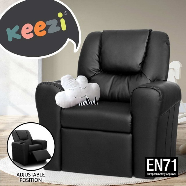 kids black leather chair