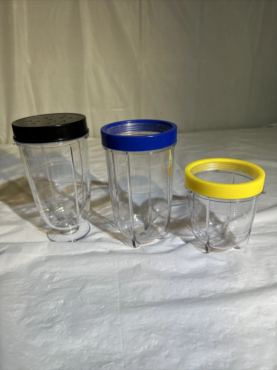 Magic Bullet Replacement Parts Short and Tall Blender Cups Lot of 3 with  Lids