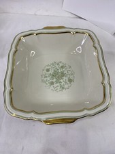 johann haviland bavaria germany Square Serving Dish Bowl Ivory Green Flowers 10”