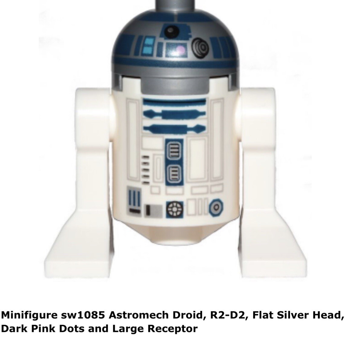 Lego 1x sw1085 Astromech Droid, R2-D2, Flat Silver Head, Dark Pink