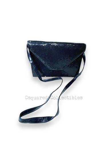 Whiting & Davis Navy Blue Mesh Shoulder Bag Oversized Clutch Vintage - Picture 11 of 11
