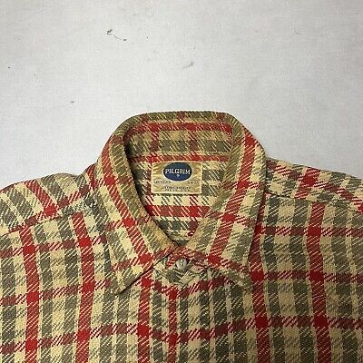 Vintage 50's Pilgrim Sears Sanforized Plaid Flannel Button Vintage 50's Pilgrim Sears Sanforized Plaid Flannel Button