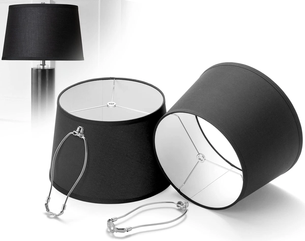 Black Lamp Shades Set of 2 Medium Drum Spider Lampshade with 2 Pack Lamp Har