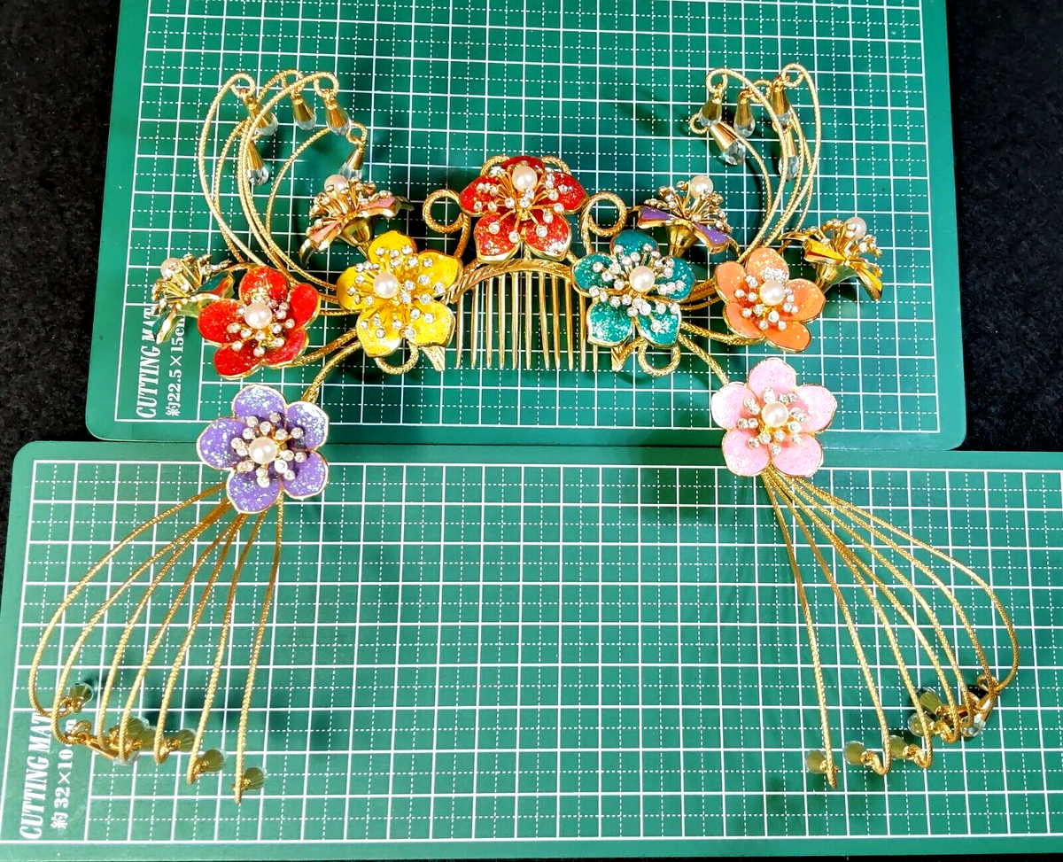Japanese Kushi Kanzashi set Twinkle Flower Metal Kimono Hair