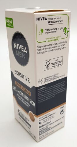 3 x Nivea Men Sensitive Skin & Stubble Gel Moisturiser Face Cream Relieves 50ml - Picture 4 of 9
