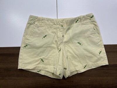 J Crew Womens Size 2 Low Fit Shorts Yellow Lizard All Over Embroider