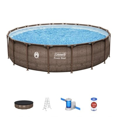 #ad Coleman Power Steel 18’ x 48” Round Metal Frame Above Ground Pool Set $348.99