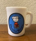 Vintage 1969 Avon Charlie Brown Peanuts 3.5” White Milk Glass Mug