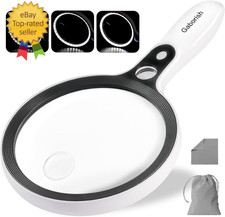 Large Magnifying Glass with 37 LED Light, 10X 20X 45X Handheld Illuminated Light