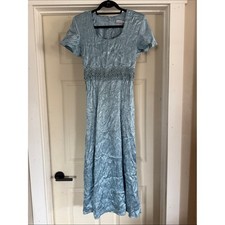 Vintage 90s Frederick's of Hollywood Light Blue Crushed Floral Gown size XS
