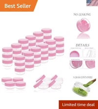 Durable 5 Gram Travel Cosmetic Containers with Labels - 50 Pack Pink Oval Jars