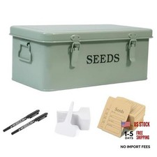 Seed Storage Organizer,Metal Seed Saving Box with Lid and Safety Green Kit