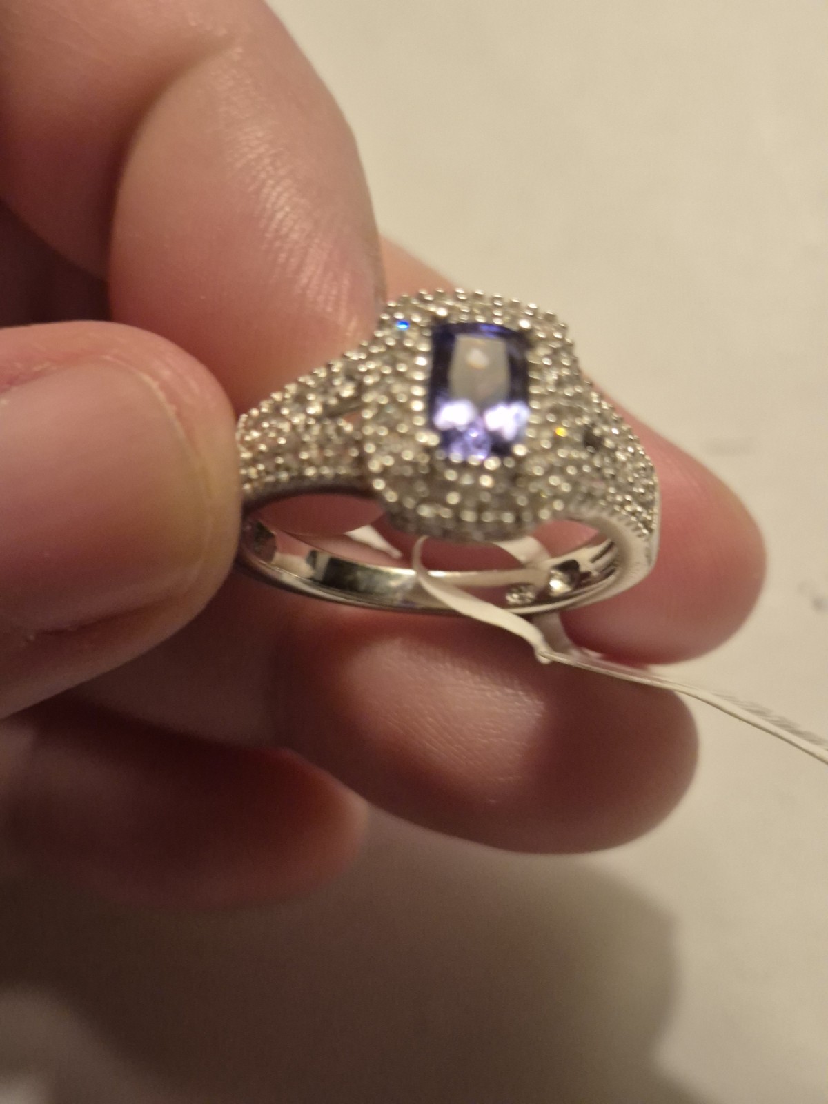 Rectangular Cushion Tanzanite and White Zircon St… - image 3