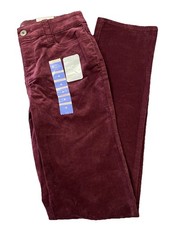 Womens St Johns Bay Maroon Mid-rise Straight Leg Corduroy Pants Size 4 NWT