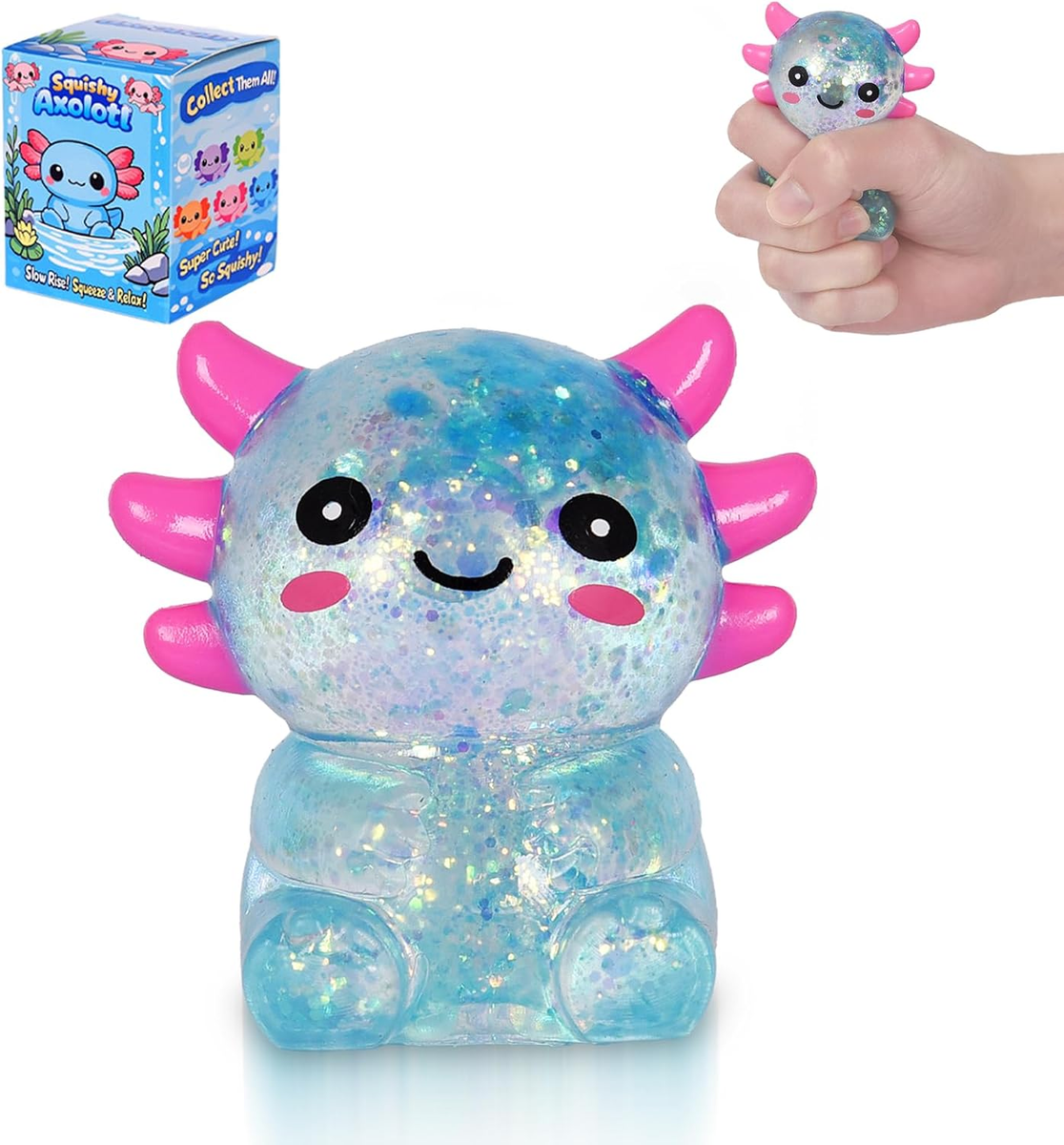 4 Pièces Squeeze Jouet,Squeezie Jouet Axolotl,Axolotl Balle Anti-Stress