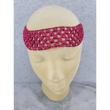Womens Crochet Headband Burgundy Boho Hair Accessory Elastic Band