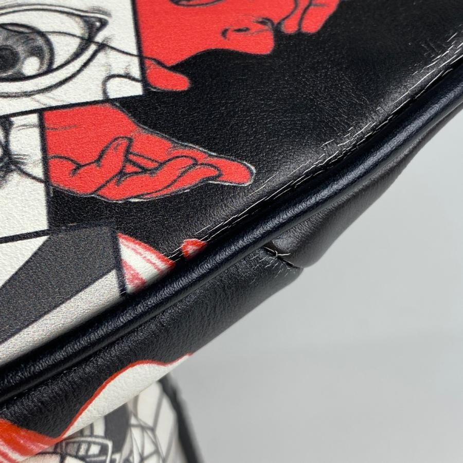 PRADA Comic Print Body Bag Waist Bag 2VL006 Black Multi-Color Leather #BS1323 thumbnail 3