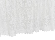WHITE LACE SCALLOPED ELASTIC BED WRAP AROUND EASY FIT BED SKIRT QUEEN/KING
