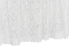 WHITE LACE SCALLOPED ELASTIC BED WRAP AROUND EASY FIT BED SKIRT QUEEN/KING