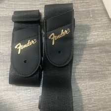2 New Black Nylon Two Inch Wide Adjustable Guitar Straps With Fender Logo