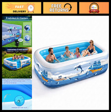 Large Inflatable Swimming Pool 102" x 63" x 22" - Durable Family Blow Up Pool fo
