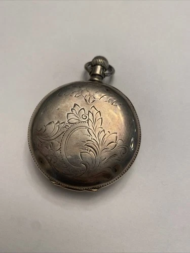 HEAVY Antique Waltham Coin Silver Pocket Watch As Is Not Running Model 1883