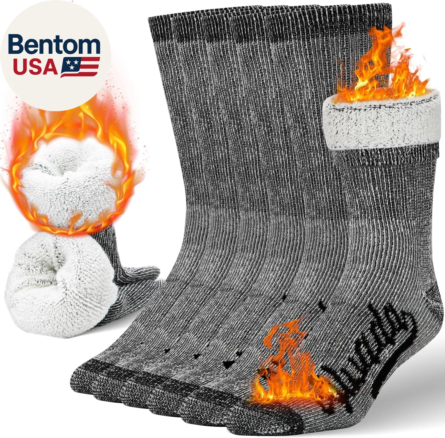 Merino Wool Hiking Socks Thermal Warm Crew Winter Boot Sock for Men & Women 3 Pa