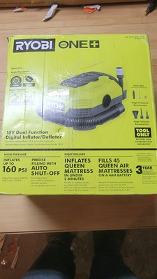 #ad RYOBI ONE 18V Cordless Dual Function Inflator Deflator Tool Only $40.00