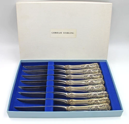 Gorham Sterling Silver Buttercup Steak Knife No Mono Set of 8 New in Box
