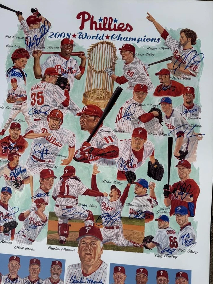 2008 World Series Phillies Autographed Dick Perez Lithograph LE 2000 - Image 3 of 4