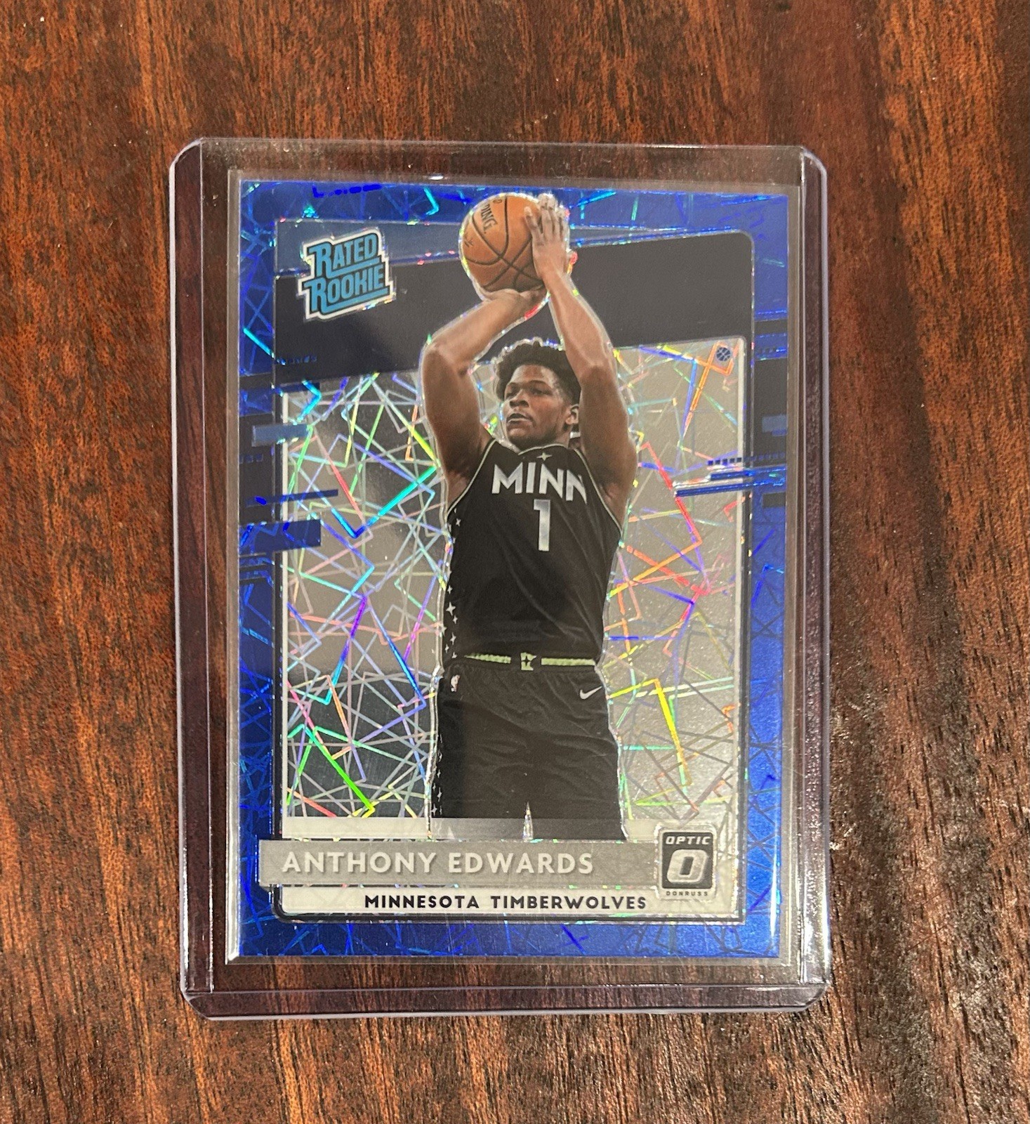 2020-21 Panini Donruss Optic Anthony Edwards #151 Blue Velocity Rated Rookie RC