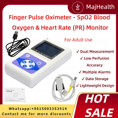 CE Certified Finger Pulse Oximeter - SpO2 Blood Oxygen & Heart Rate (PR) Monitor