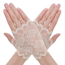 Lace Gloves Fingerless, Short Floral Lace Gloves Women Tea Party, Fingerless