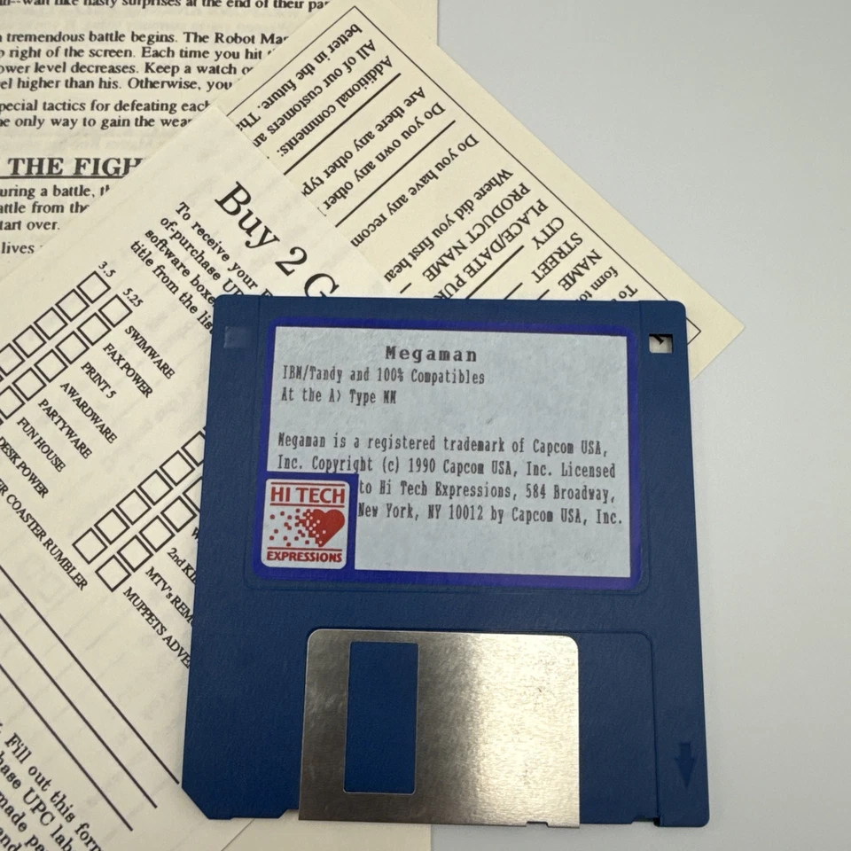 Vintage 1990 Mega Man IBM Tandy PC Capcom Hi-Tech Expressions Box 3.5” - Image 2 of 4