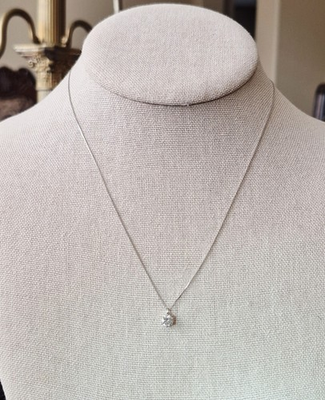 #ad GORGEOUS 900 PLATINUM NATURAL .47ct DIAMOND SOLITAIRE NECKLACE W GIFT BOX $2400 $399.00