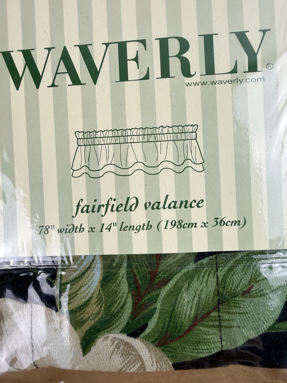 WAVERLY Fairfield Valance Nassau Vine Porcelain 14 x 78” Black Green Floral New