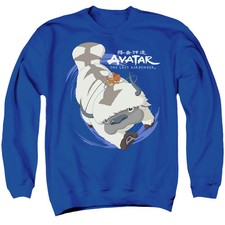 Avatar The Last Airbender Appa In Flight Mens Crewneck Sweatshirt Royal Blue Off