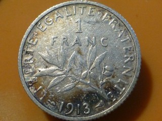 1 FRANC SEMEUSE (ARGENT) 1913 RARE & BELLE QUALITE TTB !