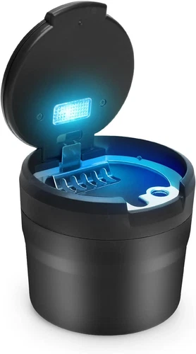 Tragbarer LED Auto Aschenbecher Edelstahl Zigarette mit Deckel rauchfrei - Bild 1 von 10
