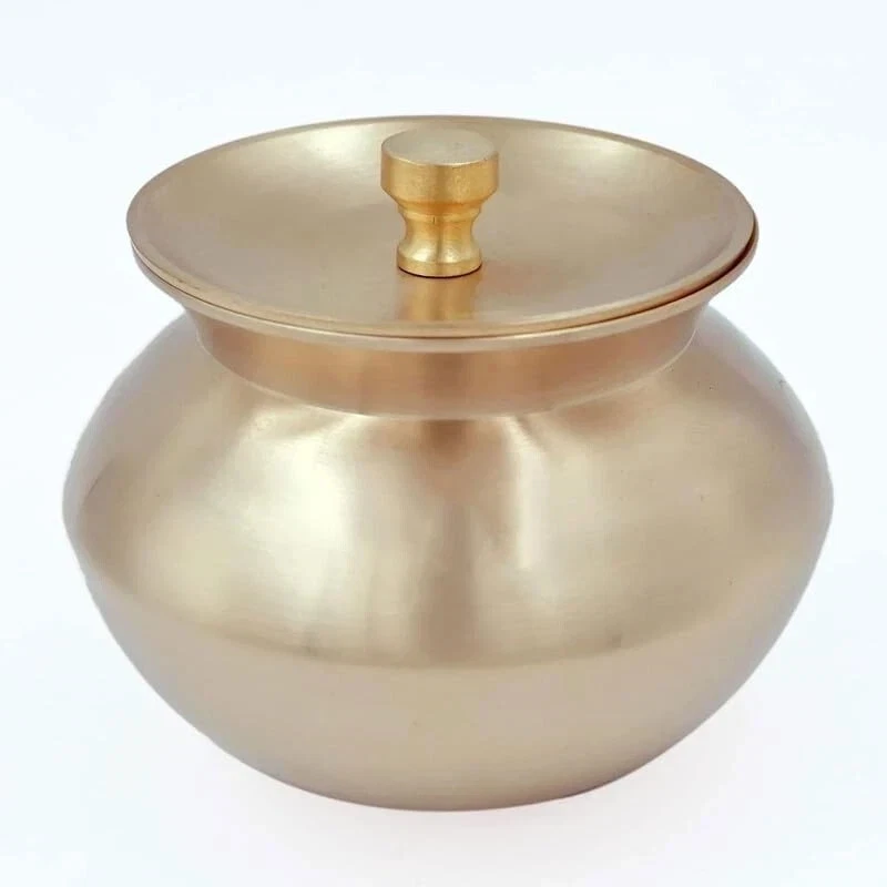 青铜 Kansa Serving Handi Lota 带盖餐具 500 毫升容量 — 第 2/4 张图片