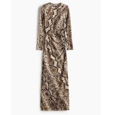 Stella McCartney x H&M Snakeskin Print Ruched Mesh Maxi Dress | Size Large