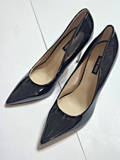 Nine West Patent Black Stiletto High Heels Slip On Pumps Pointed Toe Womens 8.5