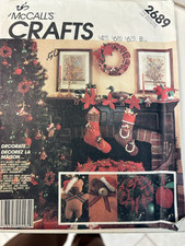 McCalls 2689 sewing pattern: Christmas Ornaments, Stockings, Wreath, baske UNCUT