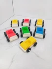 Vintage Fisher Price Little People Lot - 7 Jeep Style Cars Red Yellow Blue Green